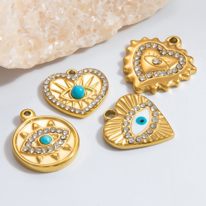 Pendentif Rétro Œil Classique En Acier Inoxydable Étanche Couleur Or, À Faire Soi-Même, Pour Femme (1 Pièce) h5 Image2