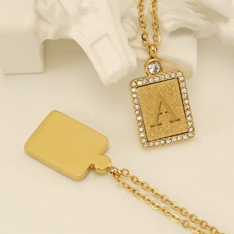 Collier Avec Pendentif En Acier Inoxydable Plaqué Or  Pour Femme, Série Simple, Lettre Quotidienne Image3