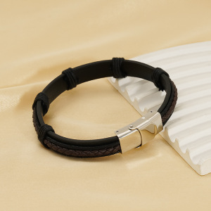 1 Paire De Bracelets En Cuir Tressés Personnalisés, Style Rétro, Pour Hommes Et Femmes, Unisexes h5 Image2