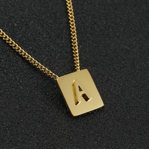 Collier Pendentif Unisexe En Acier Titane Plaqué Or , Série Simple, Lettre Quotidienne h5 Image2