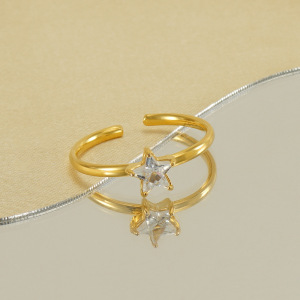 1 Paire De Bagues En Acier Inoxydable Transfrontalier Incrustées De Zircons Pour Femmes, Bagues En Acier Titane De Luxe Légères Et Assorties Pour Femmes, Bagues Réglables h5 Image2
