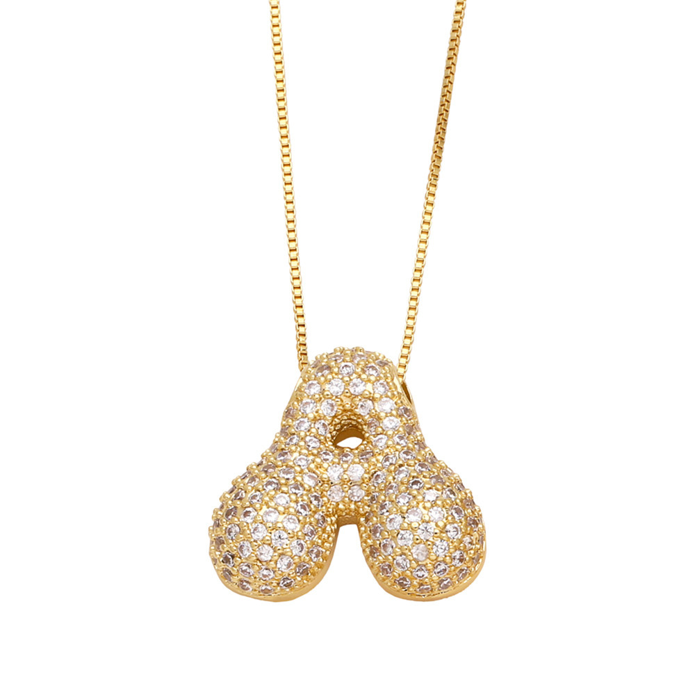 Collier Avec Pendentif En Forme De Lettre Simple, Plaqué Or Et Cuivre, Pour Femme, 1 Pièce