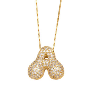 Collier Avec Pendentif En Forme De Lettre Simple, Plaqué Or Et Cuivre, Pour Femme, 1 Pièce h5