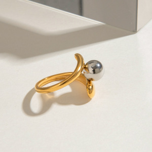 Bague Simple Pour Femme, Collection Minimaliste Classique À Lignes Irrégulières, En Acier Inoxydable Étanche, Coloris Or Et Argent. h5 Image5