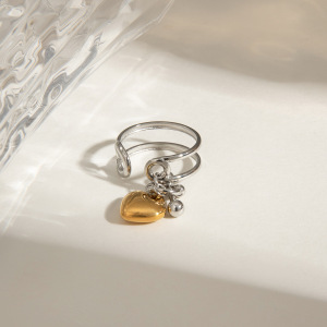 Bague Simple Pour Femme, Pendentif Cœur De La Collection Romantique, En Acier Inoxydable Étanche, Coloris Or Et Argent. h5 Image6