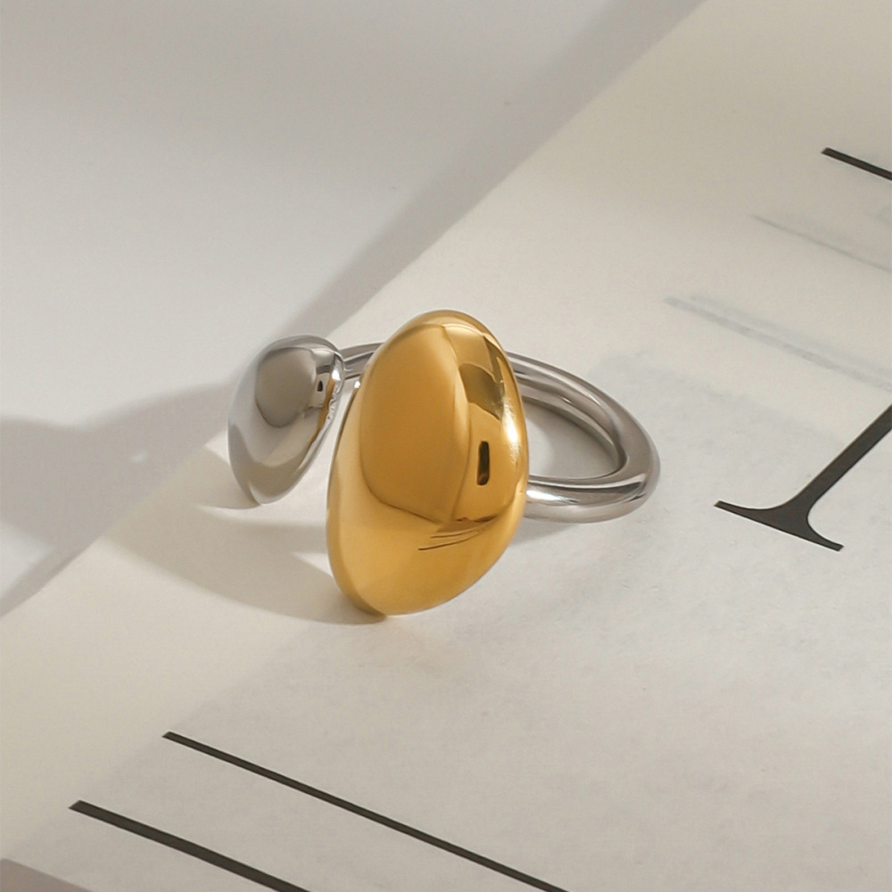 Bagues Simples Pour Femme, Style Minimaliste, En Acier Inoxydable, Étanches, Couleur Or Et Argent, Forme Annulaire Pendante. Image2