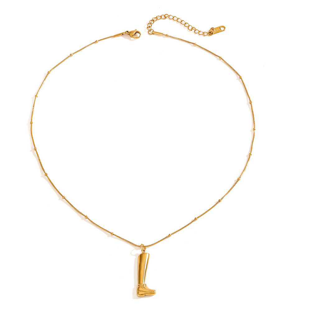 Collier Pendentif Femme En Acier Inoxydable Doré, Style Botte Asymétrique Chic, Collection Romantique (1 Pièce) Image5