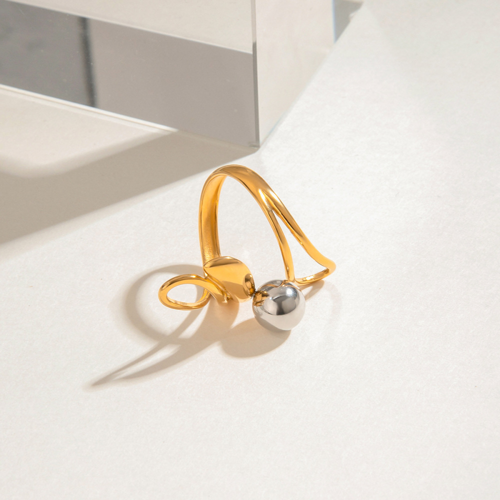 Bague Simple Pour Femme, Collection Moderne, Élégante Et Irrégulière, En Acier Inoxydable, Couleur Or, Étanche. Image7