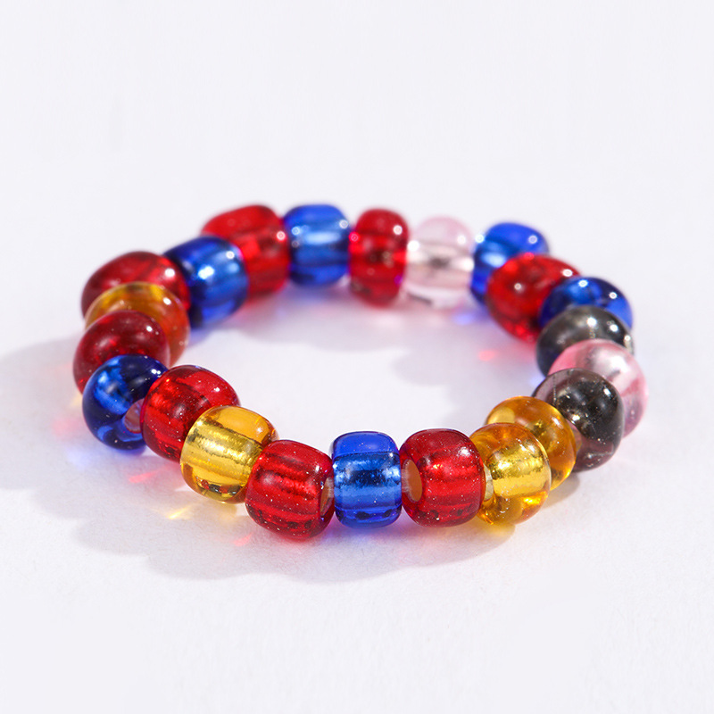 Bague Ajustable Pour Femme, Série Luxueuse, Jolies Perles Artificielles De Couleurs Mélangées 
