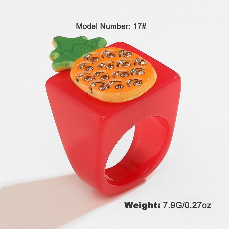 Bague Simple Pour Femme En Résine, Série Romantique, Motif Plantes De Vacances, 1 Pièce 
