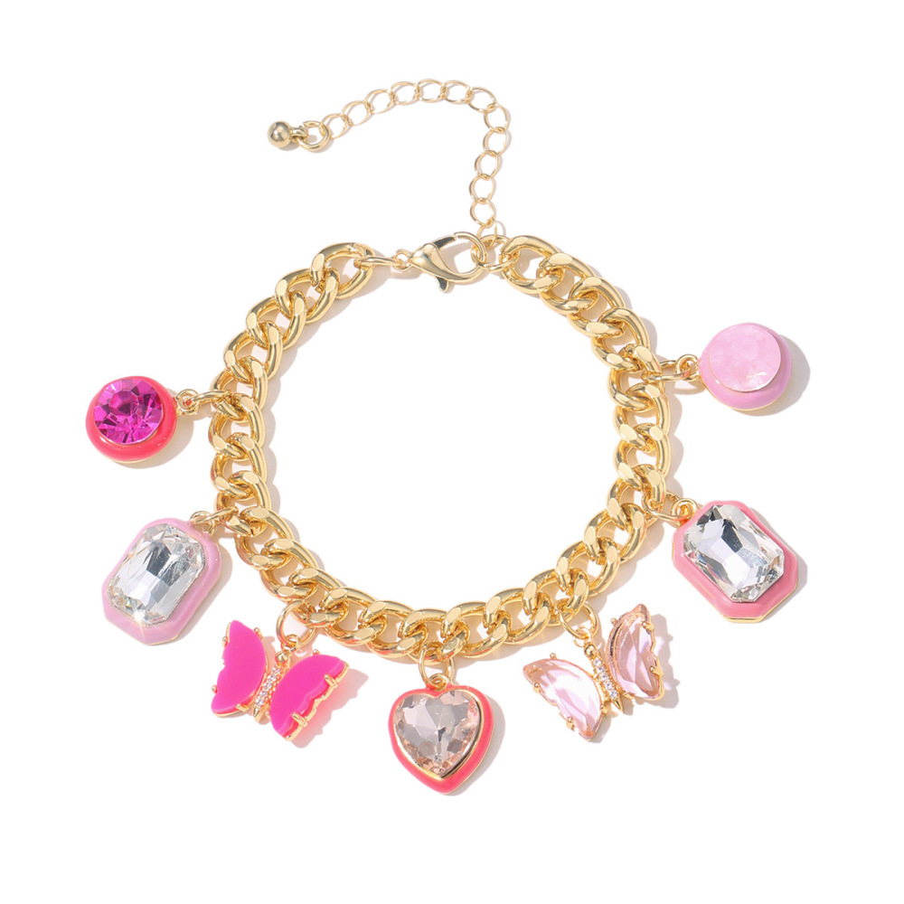 Bracelet À Breloques Rétro En Alliage Pour Femme, Série Luxueuse, Motif Cœur Image3