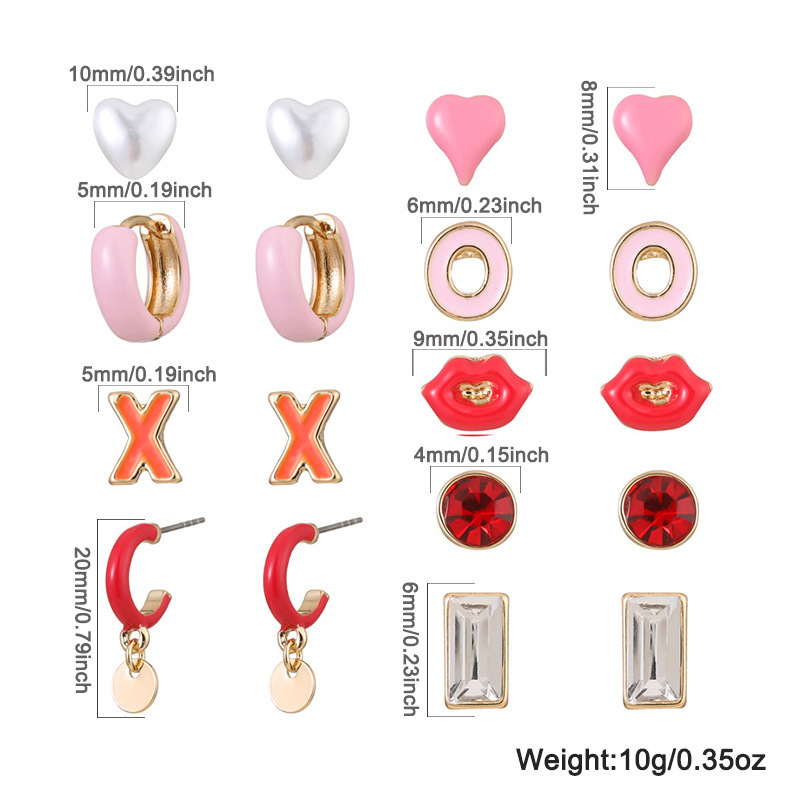 1 Paire De Boucles D'Oreilles En Alliage Pour Femme, Série Romantique, Motif Cœur Mignon 