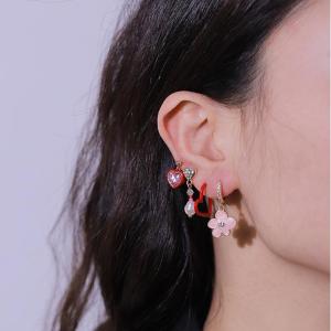 1 Paire De Boucles D'Oreilles En Alliage Pour Femme, Série Romantique, Motif Cœur h5 Image2