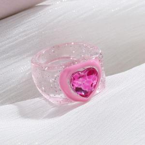 Bague Simple En Résine Pour Femme, Série Romantique, Motif Cœur Mignon h5 Image3