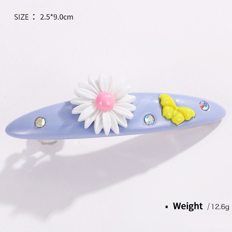 Pinces À Cheveux En Résine Pour Femme, Série Romantique, Motif Fleurs De Vacances, 1 Pièce 