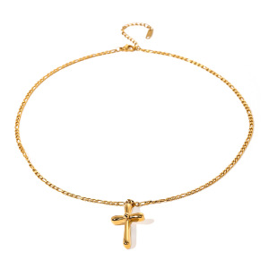 Collier Croix En Acier Inoxydable Or  Européen Et Américain Niche Collier Croix Simple En Acier Titane Haut De Gamme h5 
