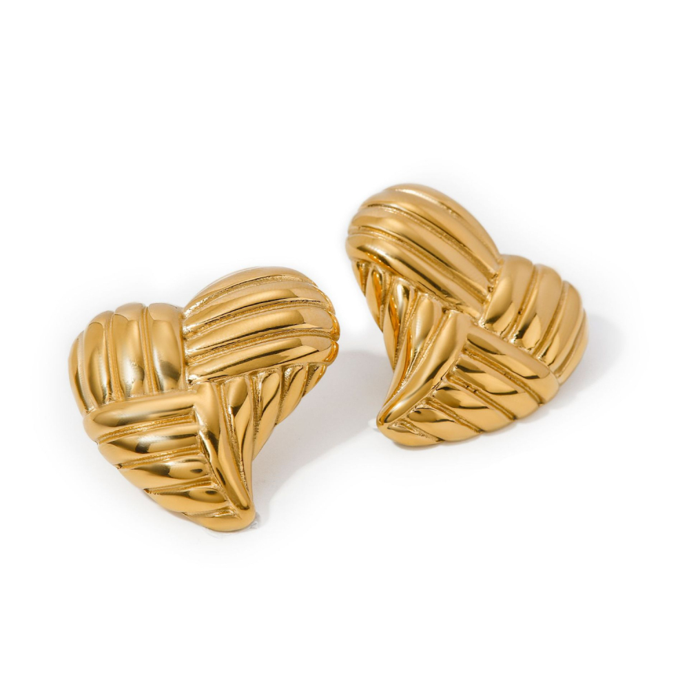1 Paire De Boucles D'Oreilles À Clous En Acier Inoxydable Étanches En Forme De Cœur