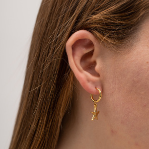 Boucles D'Oreilles Pendantes En Forme D'Étoile De Mer En Acier Inoxydable Or  De Style Rétro Français Pour Femmes, Boucles D'Oreilles Polyvalentes En Acier Titane Qui Ne Se Décolorent Pas h5 Image4
