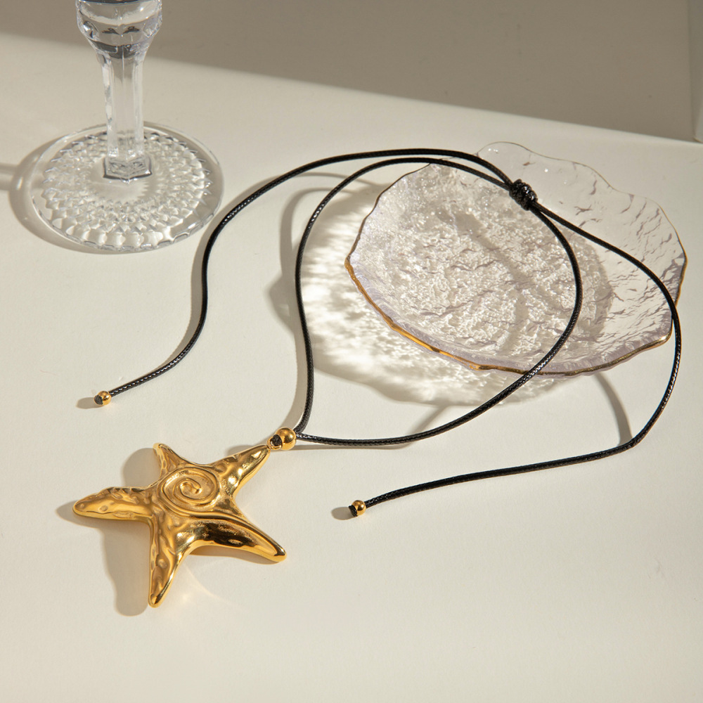 Collier Pendentif Étoile De Mer Fileté Surdimensionné En Acier Inoxydable  Pour Femme, Style Ins Transfrontalier Européen Et Américain,  De Bijoux Image3