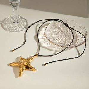 Collier Pendentif Étoile De Mer Fileté Surdimensionné En Acier Inoxydable  Pour Femme, Style Ins Transfrontalier Européen Et Américain,  De Bijoux h5 Image3