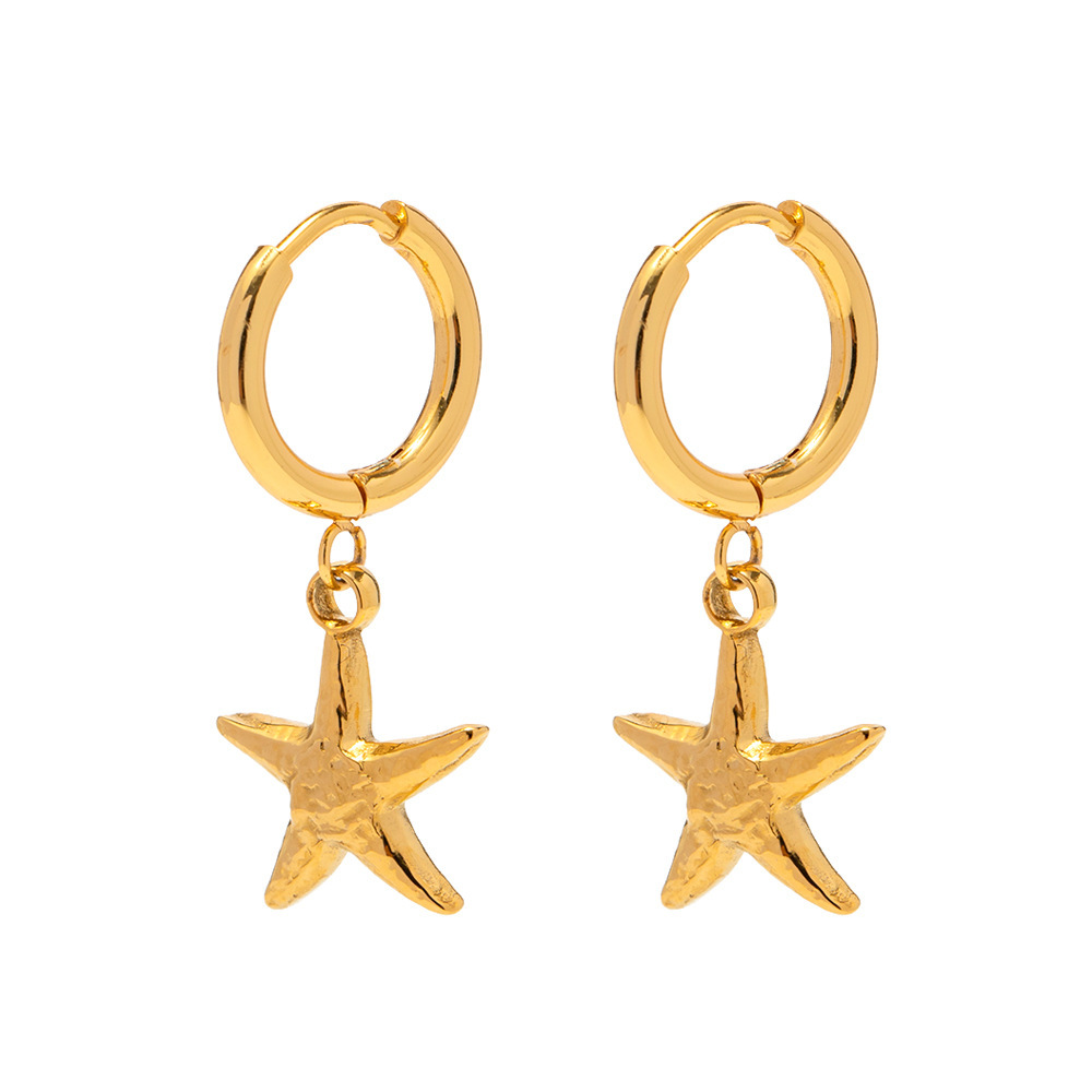 Boucles D'Oreilles Pendantes En Forme D'Étoile De Mer En Acier Inoxydable Or  De Style Rétro Français Pour Femmes, Boucles D'Oreilles Polyvalentes En Acier Titane Qui Ne Se Décolorent Pas 