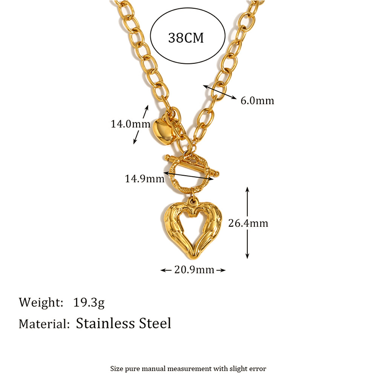 Collier Pendentif Élégant En Forme De Cœur/Amour, En Acier Inoxydable Étanche, Couleur Or, Collection Romantique (1 Pièce) Image6