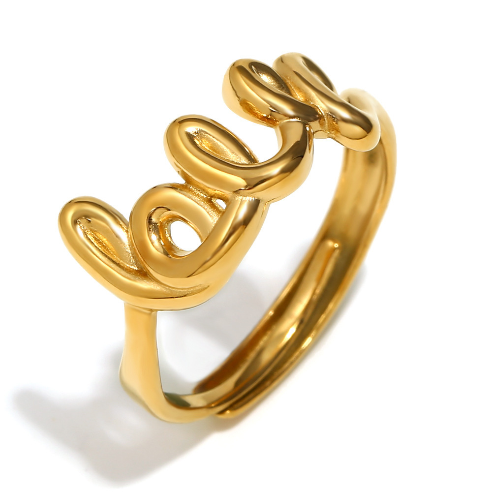 Bague Ajustable Pour Femme, Collection Romantique Classique, En Acier Inoxydable, Couleur Or, Étanche.