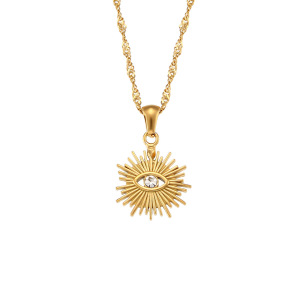 Collier Pendentif Femme De La Luxueuse Collection Rétro Œil En Acier Inoxydable Étanche Couleur Or (1 Pièce) h5 