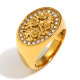 Bague Chevalière Fleur - Or/Numéro 7