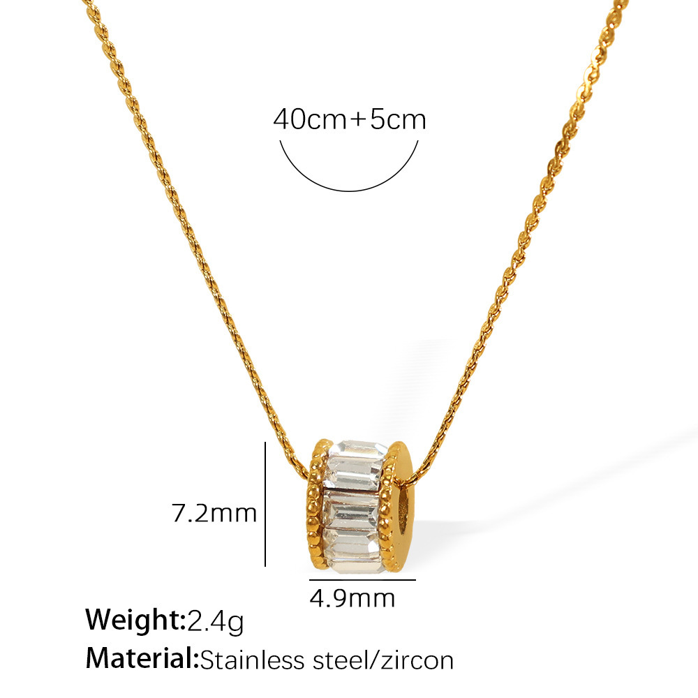 Collier Pendentif Femme Élégant, Classique, Rond, En Acier Inoxydable, Étanche, Couleur Or, À Porter Au Quotidien (1 Pièce) Image2