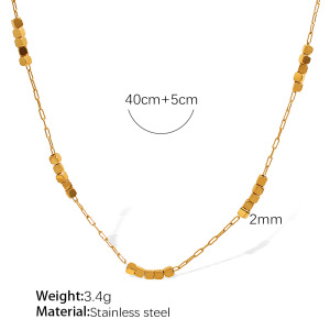Collier Chaîne Pour Femme, Série Simple, Classique, Couleur Unie, Acier Titane, Couleur Or h5 
