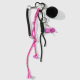 1 boule en peluche noire avec pendentif en corde assortie de couleur rose rouge Image2