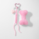 1 porte-clés en forme de cœur en forme d'os en peluche rose 