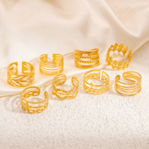 Bague Ajustable Pour Femme, Collection Classique Minimaliste, En Acier Inoxydable, Couleur Or, Étanche. h5 Image2