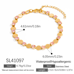 Bracelet Chaîne Élégant En Acier Titane Couleur Or Pour Femme, Série Luxueuse, 1 Pièce h5