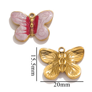 Pendentif Femme En Acier Inoxydable Doré, Étanche, Motif Animal Doux (1 Pièce), Collection Romantique h5