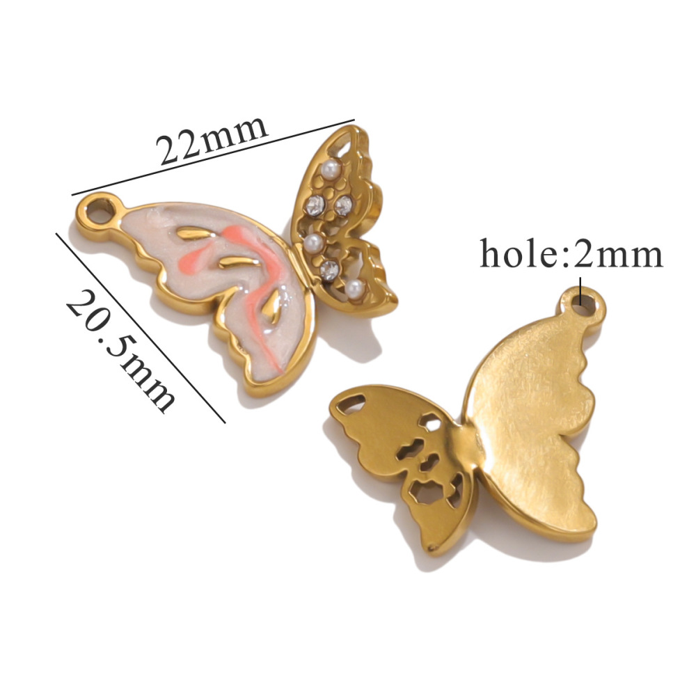Pendentif Élégant En Forme De Papillon, En Acier Inoxydable Doré, Finition Huilée, Étanche, À Faire Soi-Même, Collection Romantique (1 Pièce)