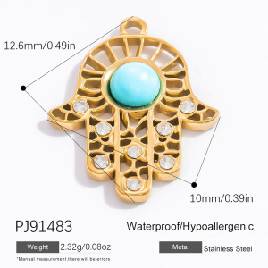 Pendentif Femme En Acier Inoxydable Doré, Imperméable, Motif Œil Délicat, 1 Pièce, Collection De Luxe h5