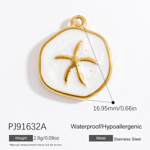 Pendentif Femme Charmant Collection Vacances Étoile De Mer - Acier Inoxydable À Glaçure Huilée, Étanche, Couleur Or h5