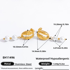 Boucles D'Oreilles Élégantes En Forme De Coquillage, Collection Graceful, En Acier Inoxydable Imperméable Couleur Or. h5 