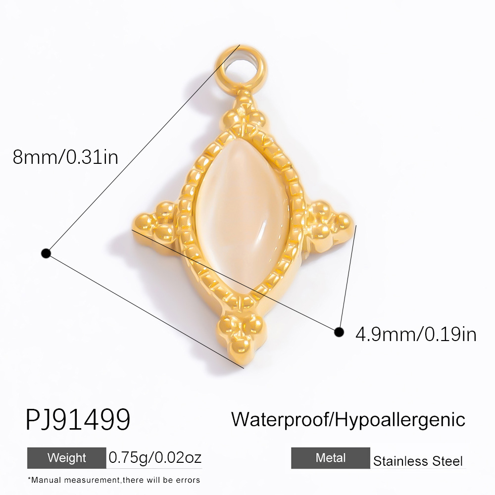 Pendentif Femme Classique En Acier Inoxydable, Couleur Or, Orné D'Une Pierre Naturelle Et D'Un Magnifique Soleil (1 Pièce)