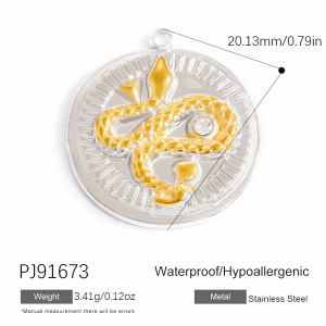 Pendentif Femme Tendance, Forme Fleur Classique, Acier Inoxydable, Étanche, Coloris Or Et Argent, 1 Pièce h5