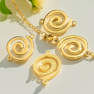 Pendentif Femme En Acier Inoxydable Étanche, Forme Vortex Moderne, Couleur Or, Collection Lustrous (1 Pièce) h5 Image2
