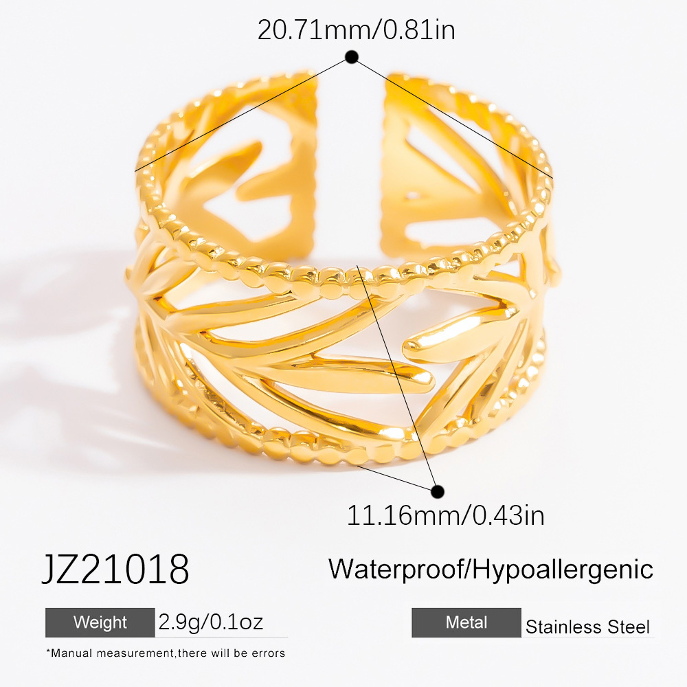 Bague Ajustable Pour Femme, Collection Classique Minimaliste, En Acier Inoxydable, Couleur Or, Étanche. 