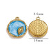 Pendentif rond à petite feuille - Bleu Image19