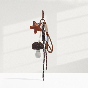 1 Breloque De Sac À Main Pour Femme En Cuir Style Rétro, En Forme D'Étoile À Cinq Branches h5 Image2