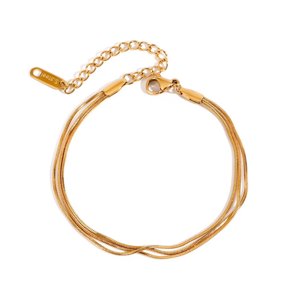 Bracelet Chaîne Femme Élégant, Ligne Délicate, En Acier Inoxydable, Étanche, Couleur Or (1 Pièce). Image8
