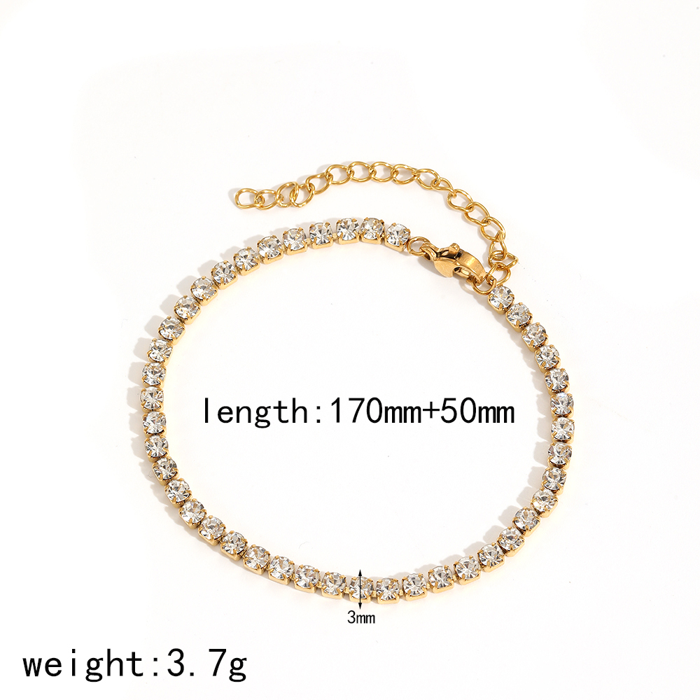 Bracelet À Maillons Pour Femme, Collection Shining Series, Orné D'Un Zircon Doré Et D'Un Cercle Exquis. Image2