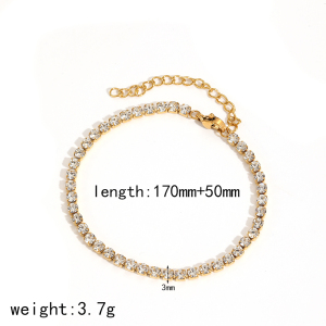 Bracelet À Maillons Pour Femme, Collection Shining Series, Orné D'Un Zircon Doré Et D'Un Cercle Exquis. h5 Image2