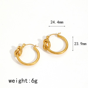 Boucles D'Oreilles Puces Pour Femme, Style Élégant Et Raffiné, En Acier Inoxydable Doré, Imperméables, En Forme De Nœud. 1 Paire h5 Image6